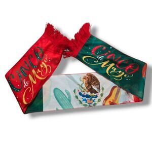 Cinco de Mayo Mexican Flag Festive Party Scarf 51" x 6.5"